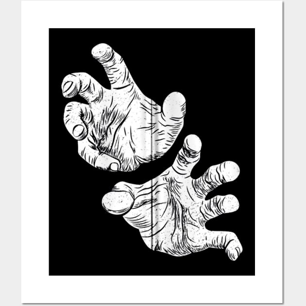 Halloween Scary Hands White Creepy Digits Grabbing Zip Wall Art by Antoniusvermeu